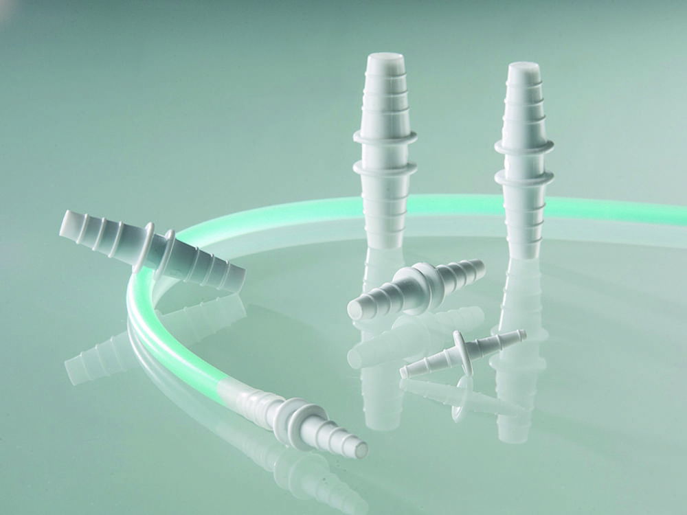 Tubing connectors, straight, PP conical nozzles Tubing connectors, straight, PP conical nozzles