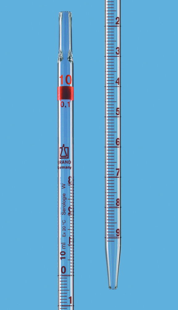 Graduated pipettes, serological, AR-GLAS®, amber graduations, with DAkkS calibration certificate Graduated pipettes, serological, AR-GLAS®, amber graduations, with DAkkS calibration certificate