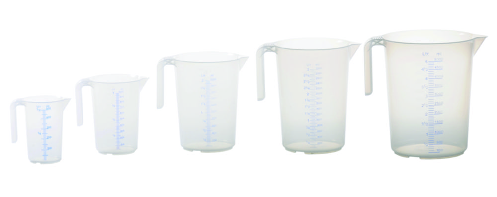 Measuring jugs, open handle, PP, with two scales Measuring jugs, open handle, PP, with two scales