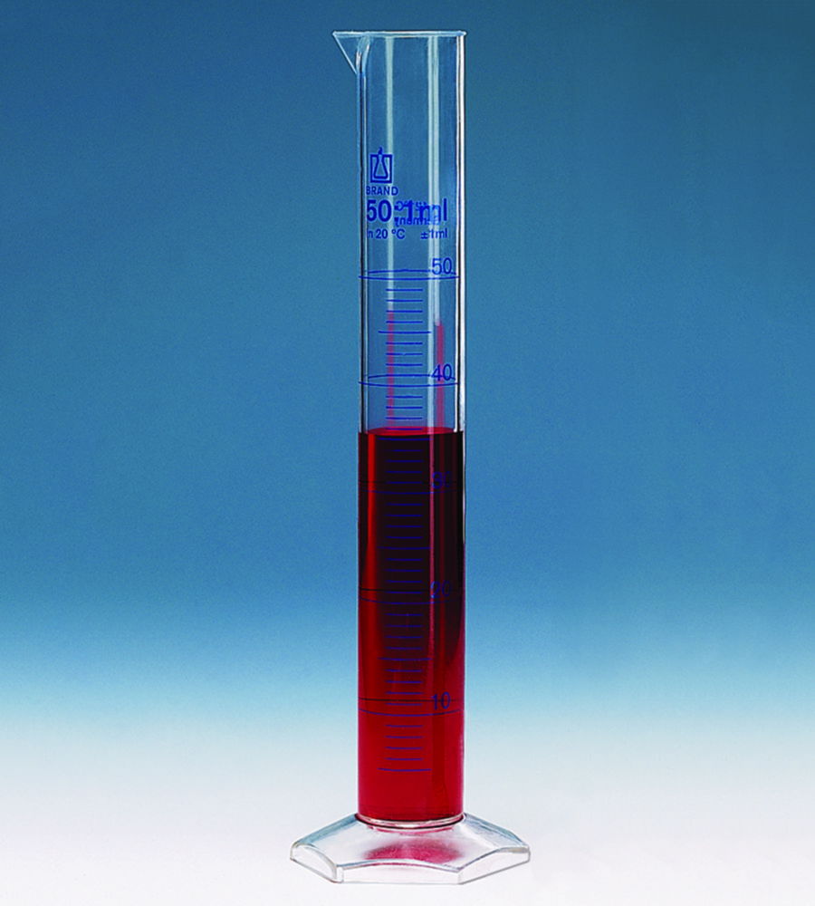 Measuring cylinders, PMP, tall form, class A, blue graduations Measuring cylinders, PMP, tall form, class A, blue graduations