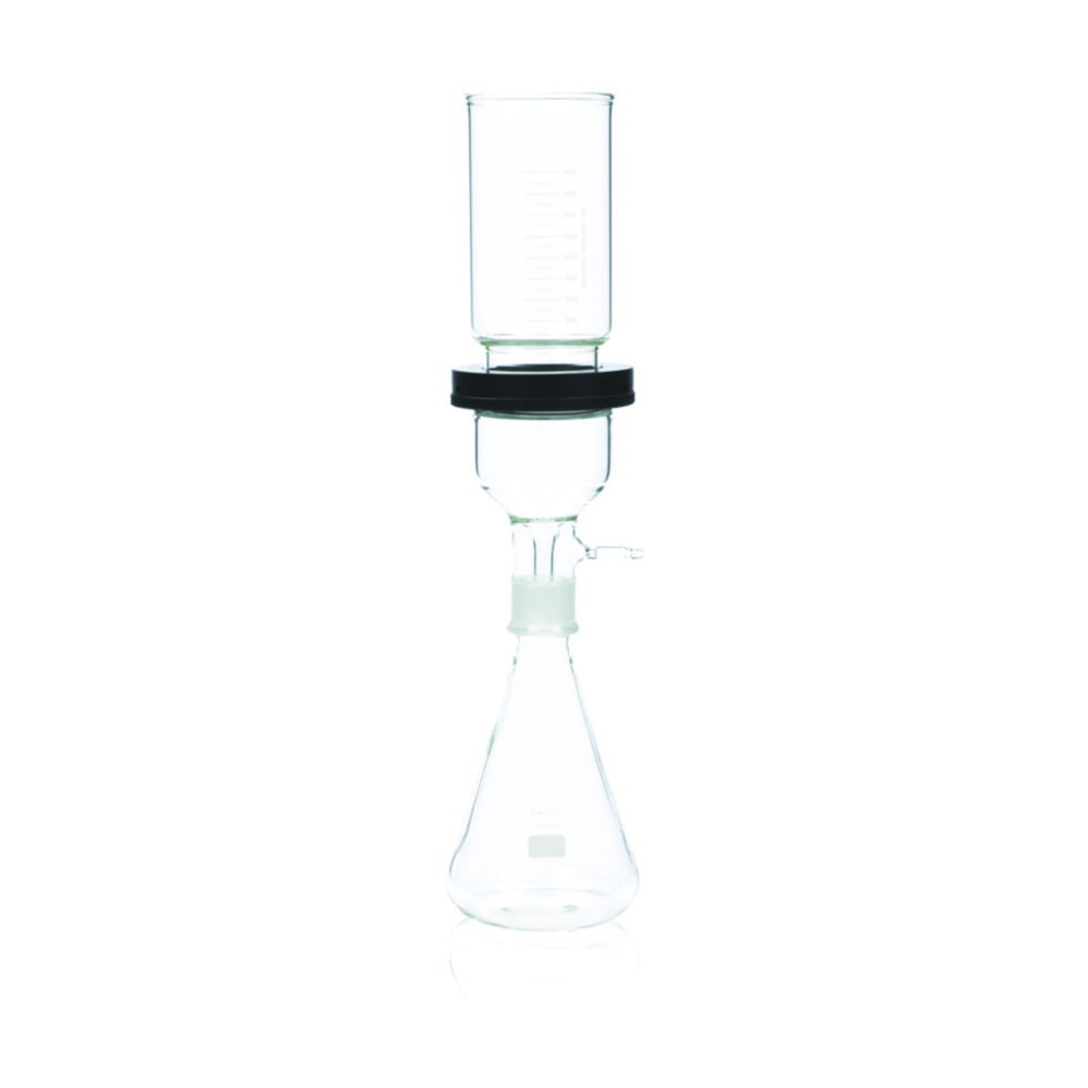 Filtering apparatus with stainless steel support, with screw connection and ground joint NS40/35