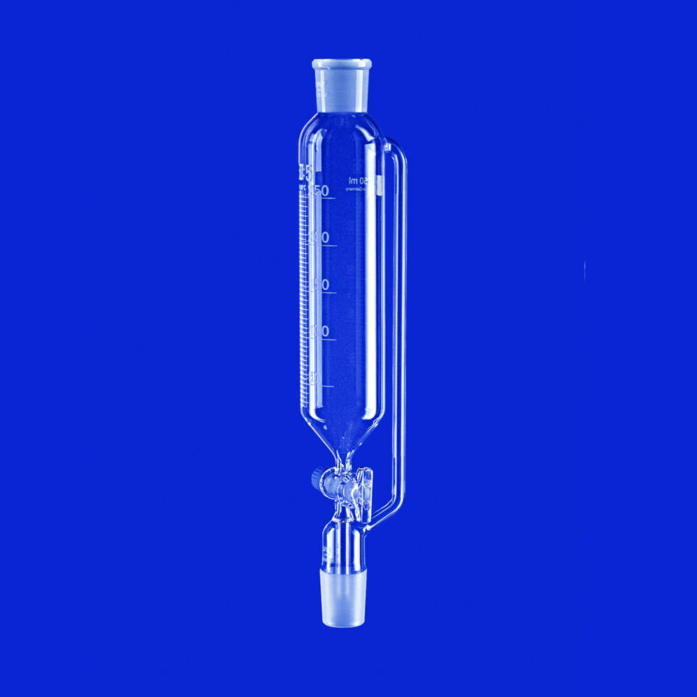 Dropping funnels, cylindrical, with pressure equalizing tube, borosilicate glass 3.3, with glass key Dropping funnels, cylindrical, with pressure equalizing tube, borosilicate glass 3.3, with glass key
