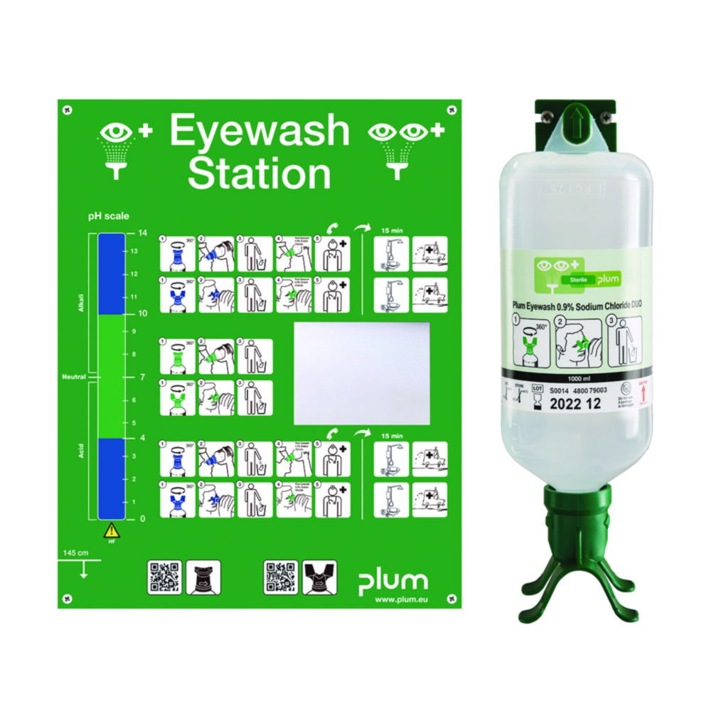 Eye emergency unit with a DUO bottle Eye emergency unit with a DUO bottle
