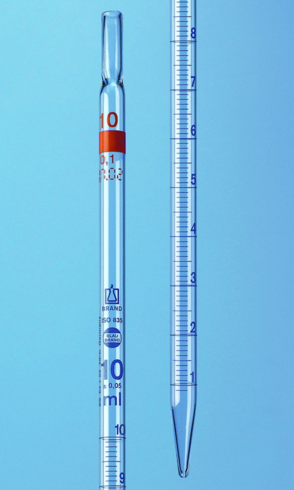 Graduated pipettes, total delivery, AR-glas®, class AS, blue graduation, type 2 Graduated pipettes, total delivery, AR-glas®, class AS, blue graduation, type 2