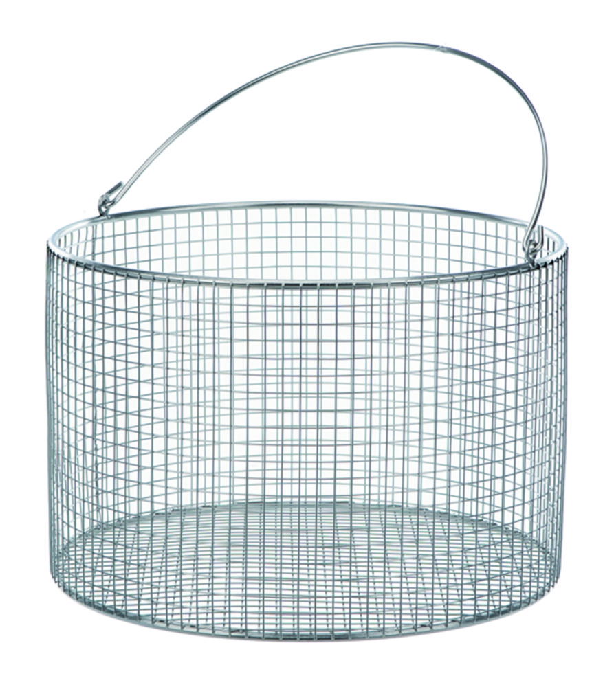 Wire baskets with handle, round, stainless steel Wire baskets with handle, round, stainless steel