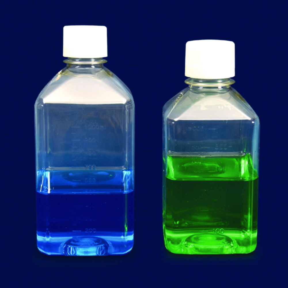 Square Media Bottles, PET, sterile Square Media Bottles, PET, sterile