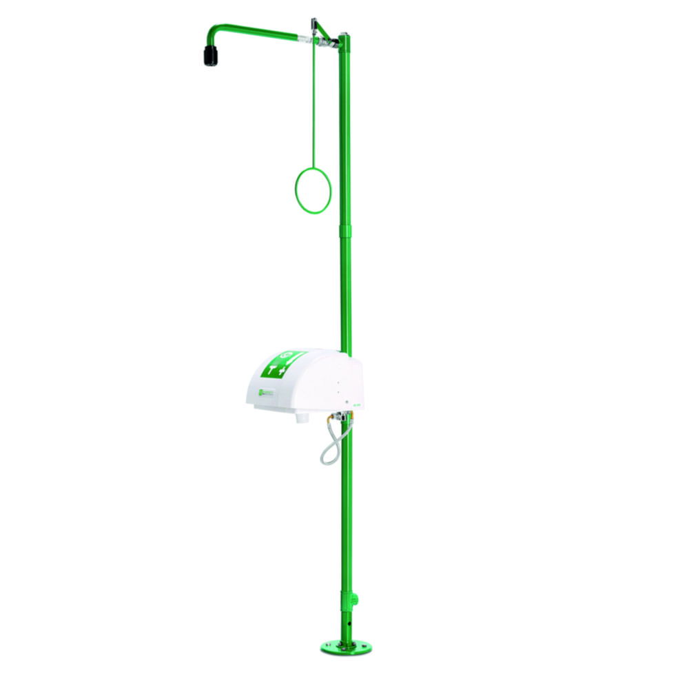 Safety shower combination ClassicLine, free-standing with face wash unit, bowl and lid