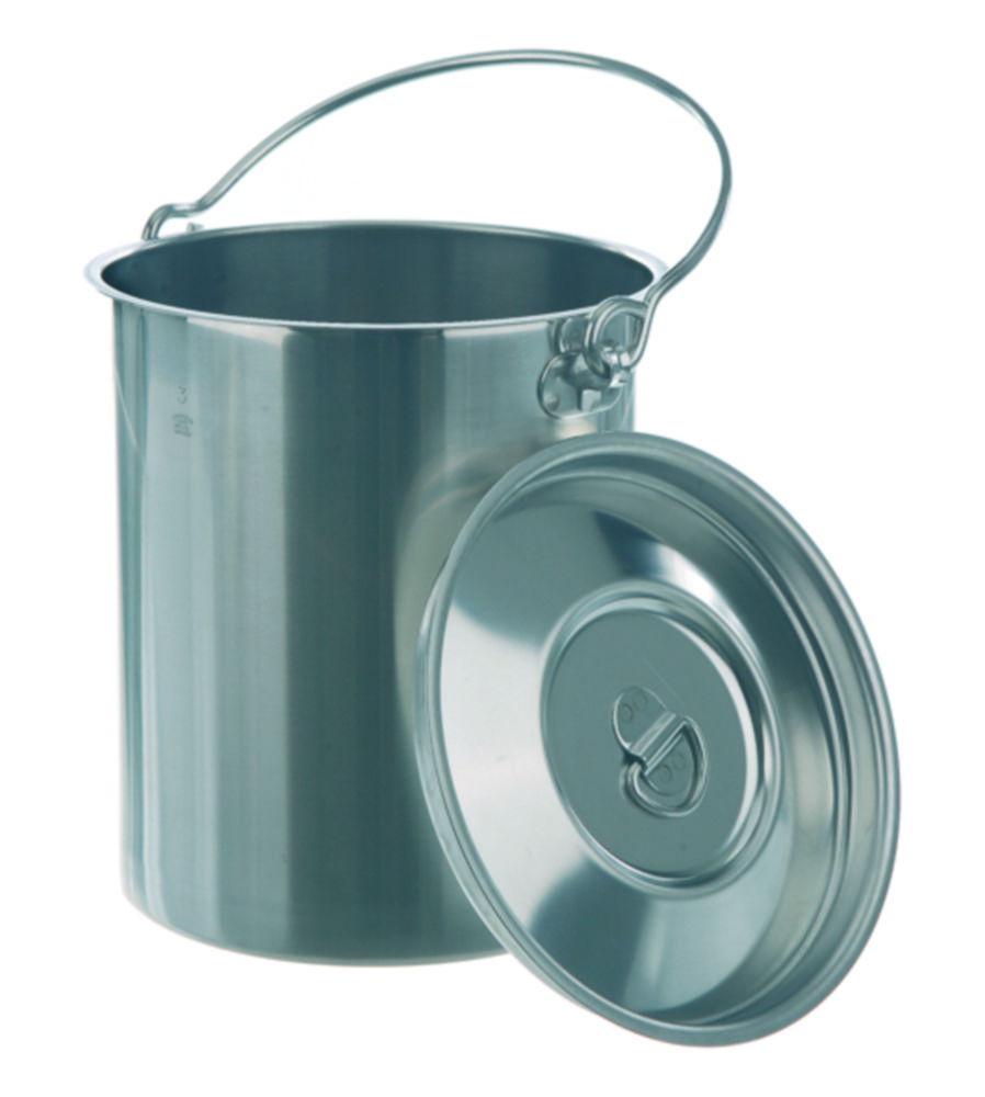 Transport containers with lid and handle, 18/10 steel Transport containers with lid and handle, 18/10 steel