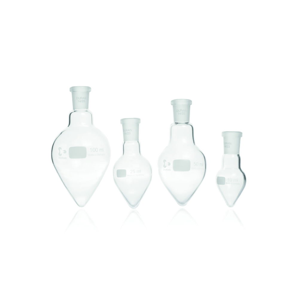 Pear shape flasks with conical ground joints, DURAN® Pear shape flasks with conical ground joints, DURAN®
