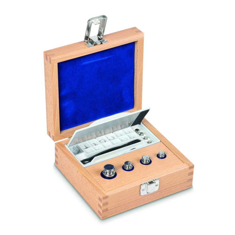 Weight set E1, knob shape, with wooden box Weight set E1, knob shape, with wooden box