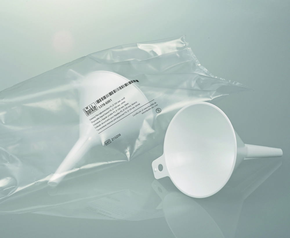 Disposable funnels, PS, white Disposable funnels, PS, white