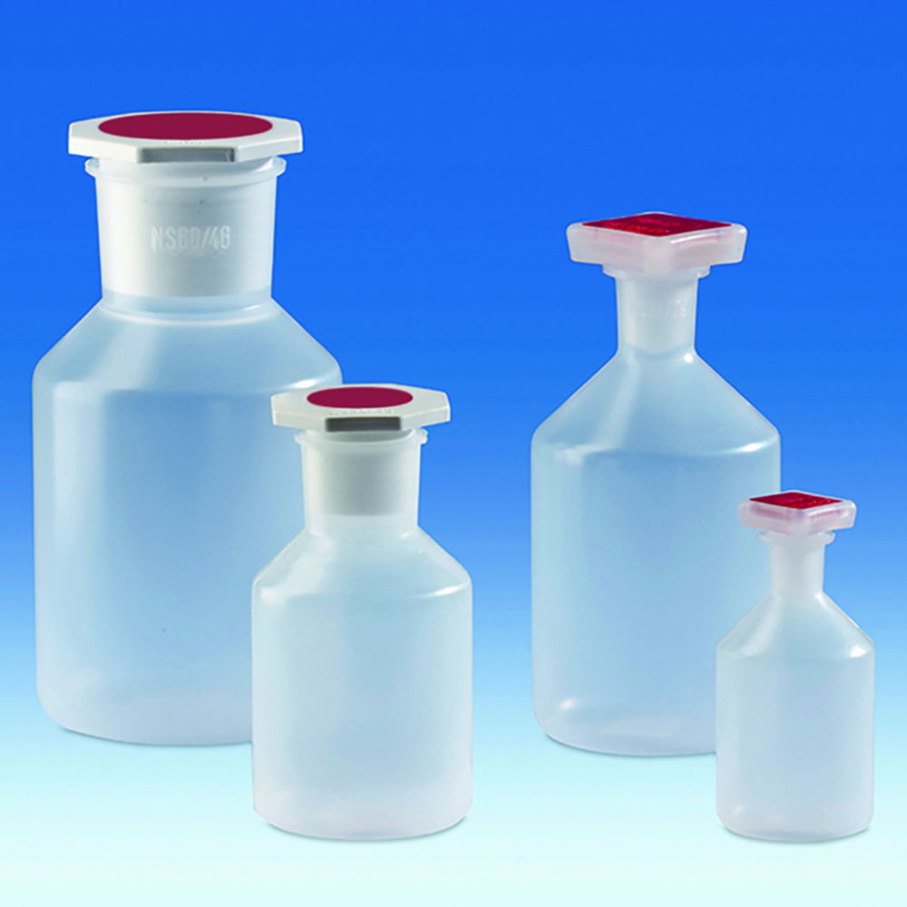 Sloping shoulder reagent bottles, wide-mouth, PP, with octagonal-knob cap Sloping shoulder reagent bottles, wide-mouth, PP, with octagonal-knob cap