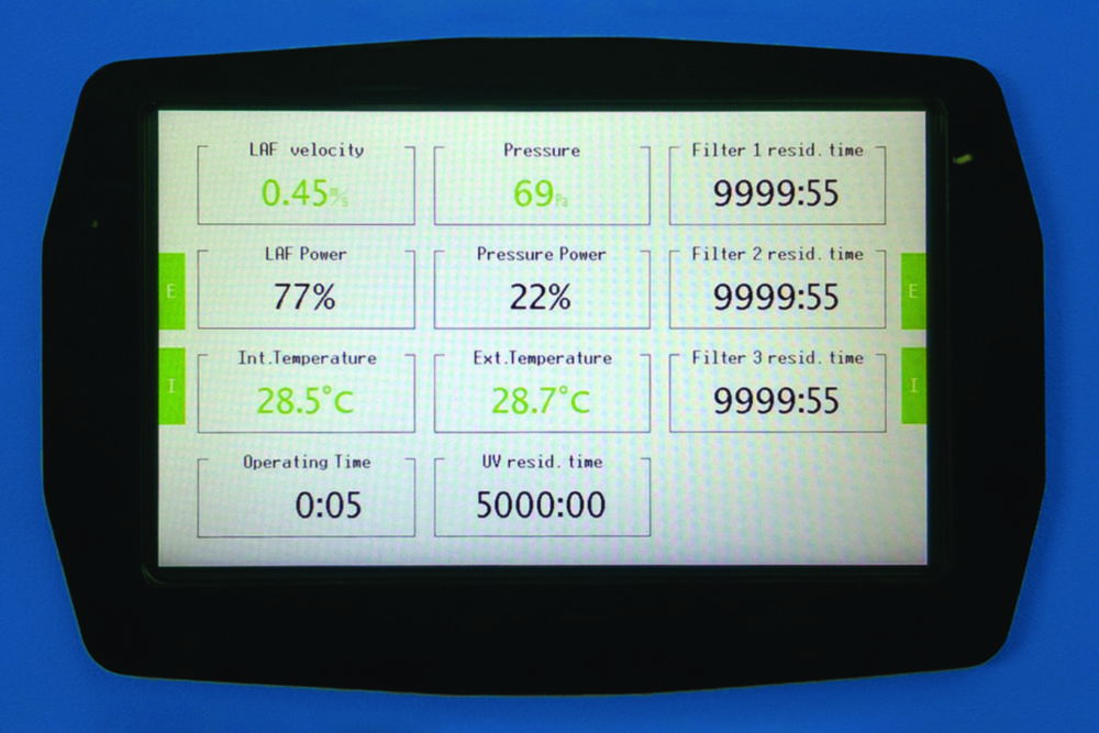 Touchscreen control for safety cabinets SafeFAST Premium and CytoFAST Touchscreen control for safety cabinets SafeFAST Premium and CytoFAST
