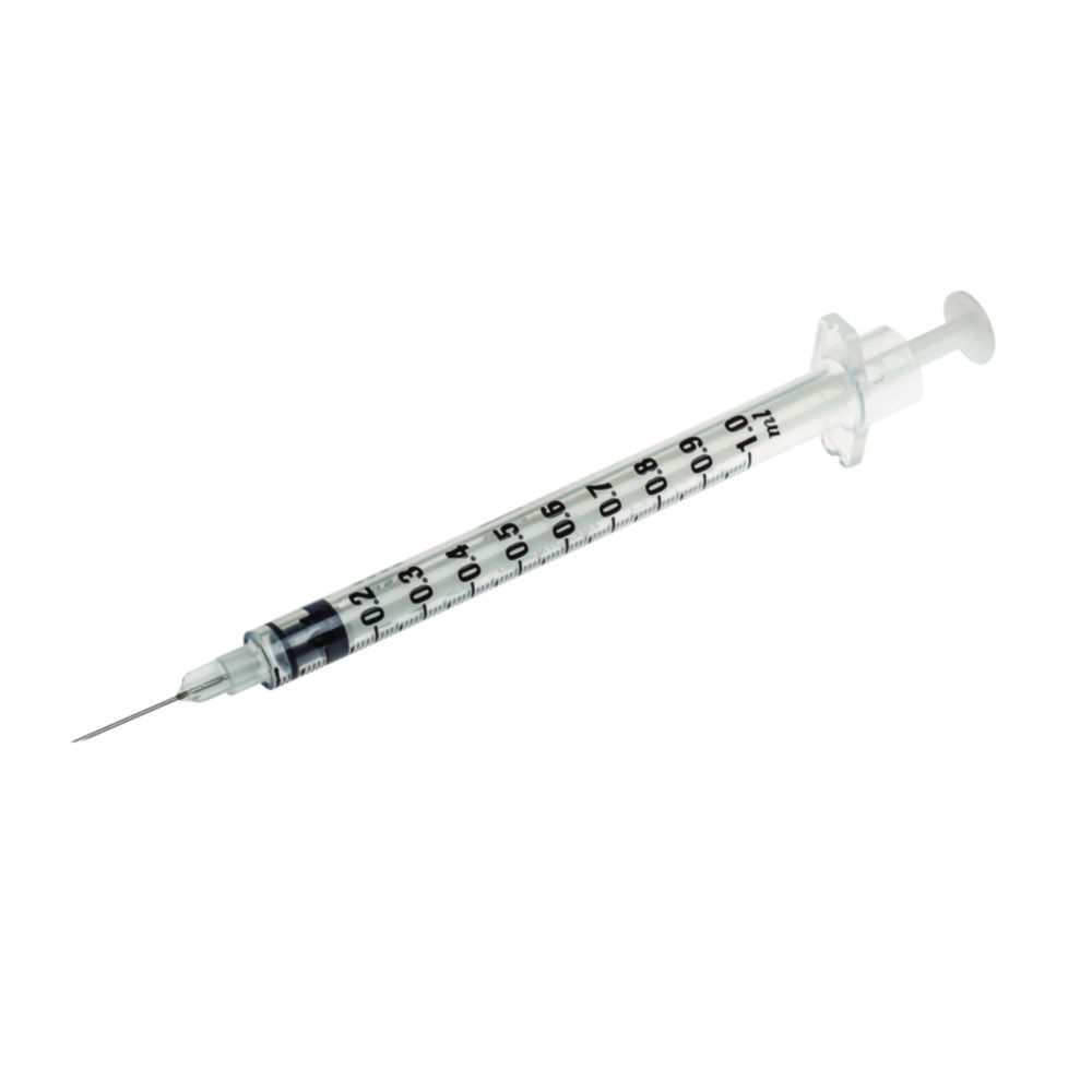 Disposable syringes, 3-piece, PP, sterile, 1 ml, with welded-in needle Disposable syringes, 3-piece, PP, sterile, 1 ml, with welded-in needle