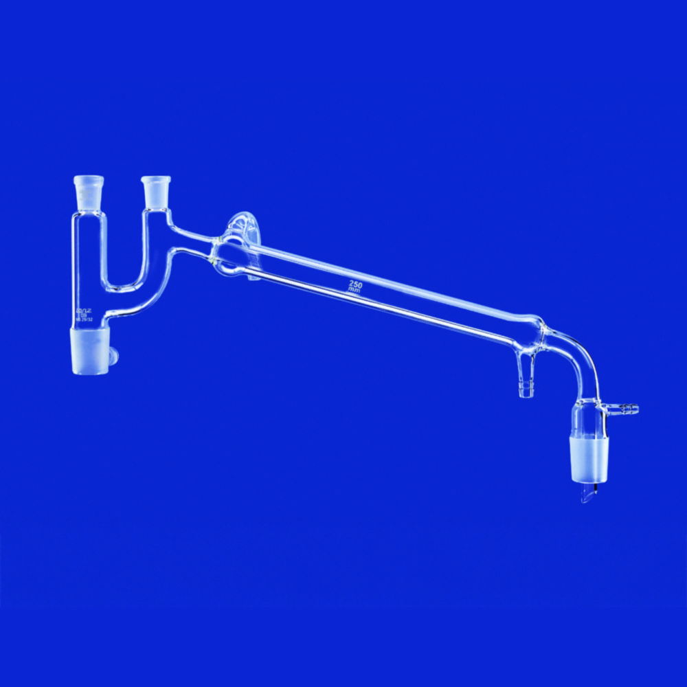 Distilling links acc. to Claisen with vacuum receiver adapter, DURAN® tubing