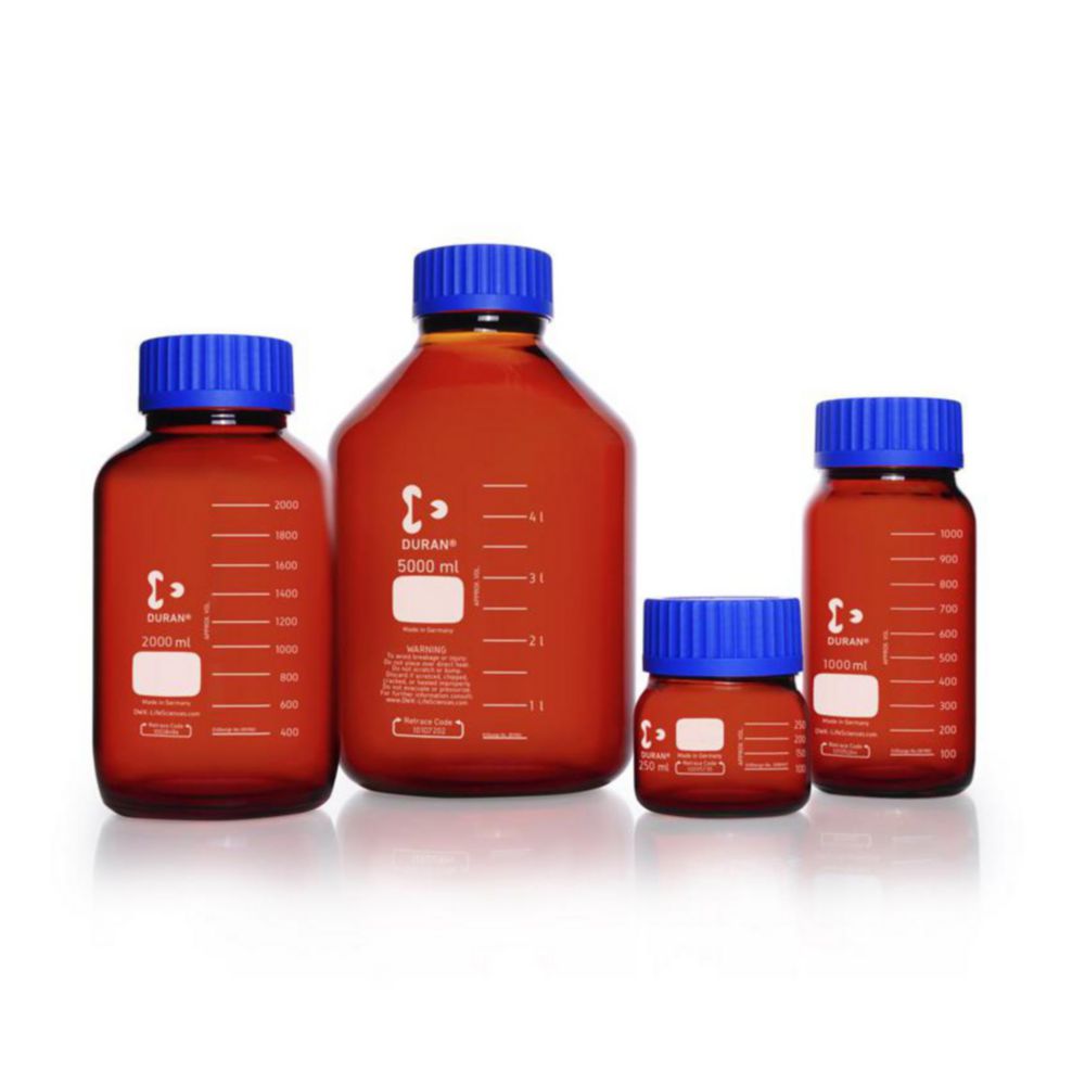 Wide-mouth bottles GLS 80®, DURAN® amber glass Wide-mouth bottles GLS 80®, DURAN® amber glass