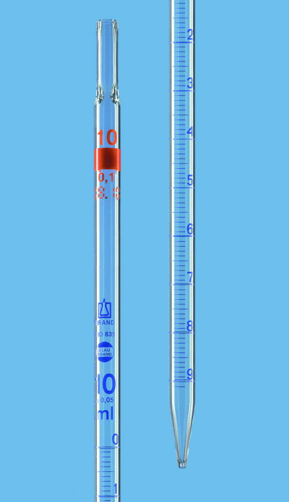 Graduated pipettes, AR-GLAS®, class AS, blue graduation, incl. DAkkS calibration certificate Graduated pipettes, AR-GLAS®, class AS, blue graduation, incl. DAkkS calibration certificate