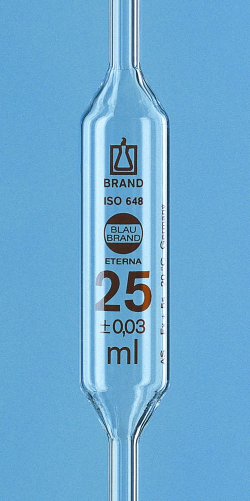 Volumetric Pipettes, AR-GLAS®, Class AS, 1 mark, Amber Graduation, with DAkkS Calibration Certificate Volumetric Pipettes, AR-GLAS®, Class AS, 1 mark, Amber Graduation, with DAkkS Calibration Certificate