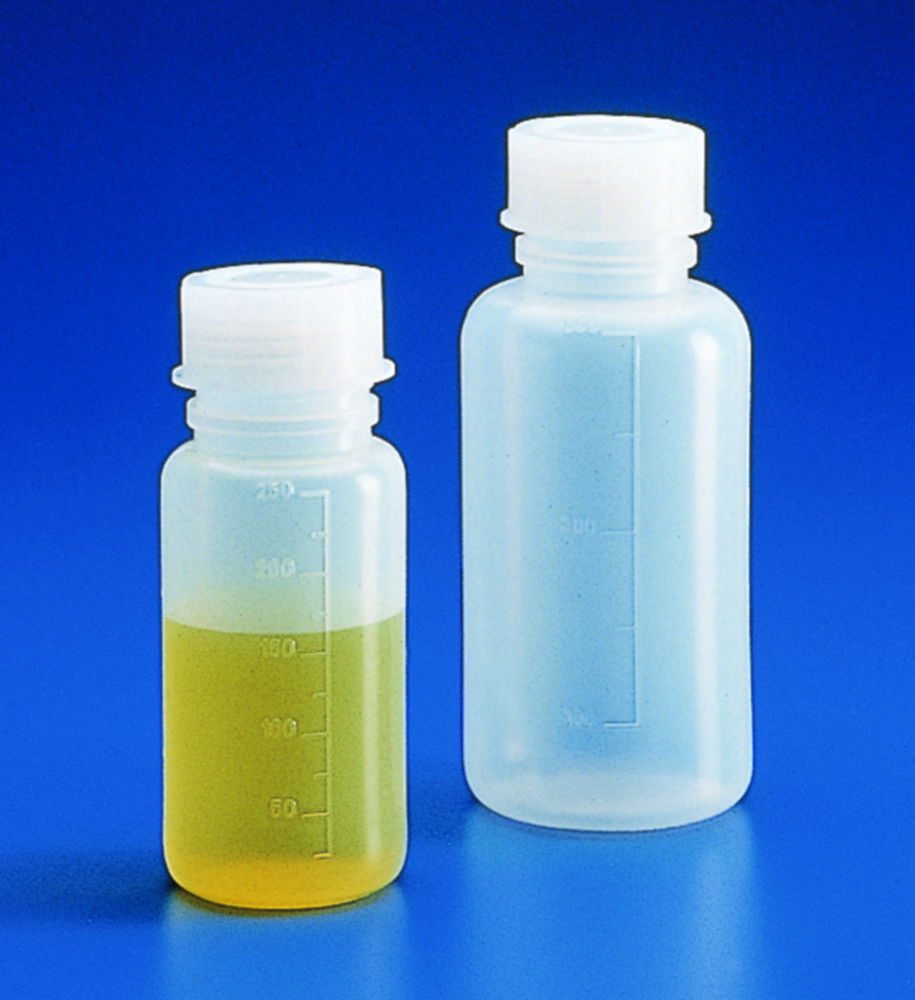 Bottles, wide-mouth, PE, graduated Bottles, wide-mouth, PE, graduated