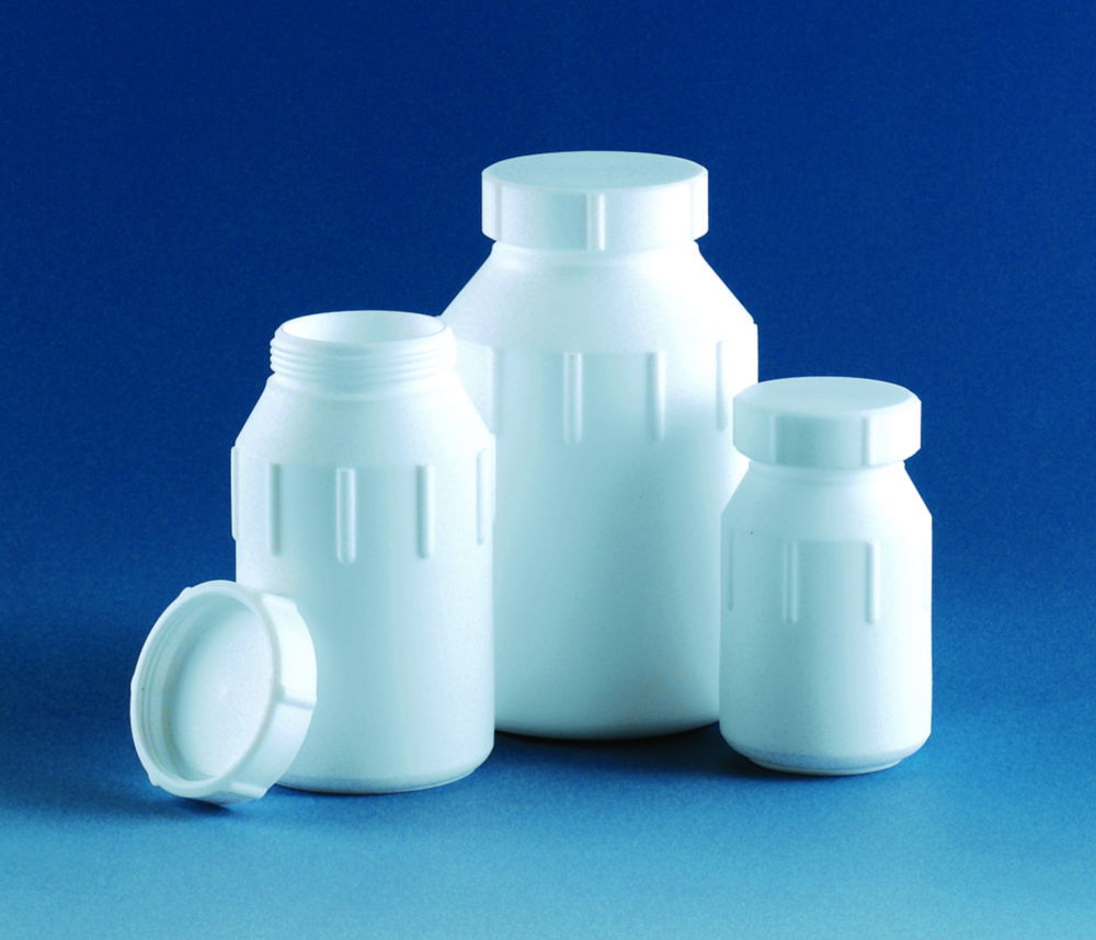 Wide-mouth bottles, PTFE, with screw cap
