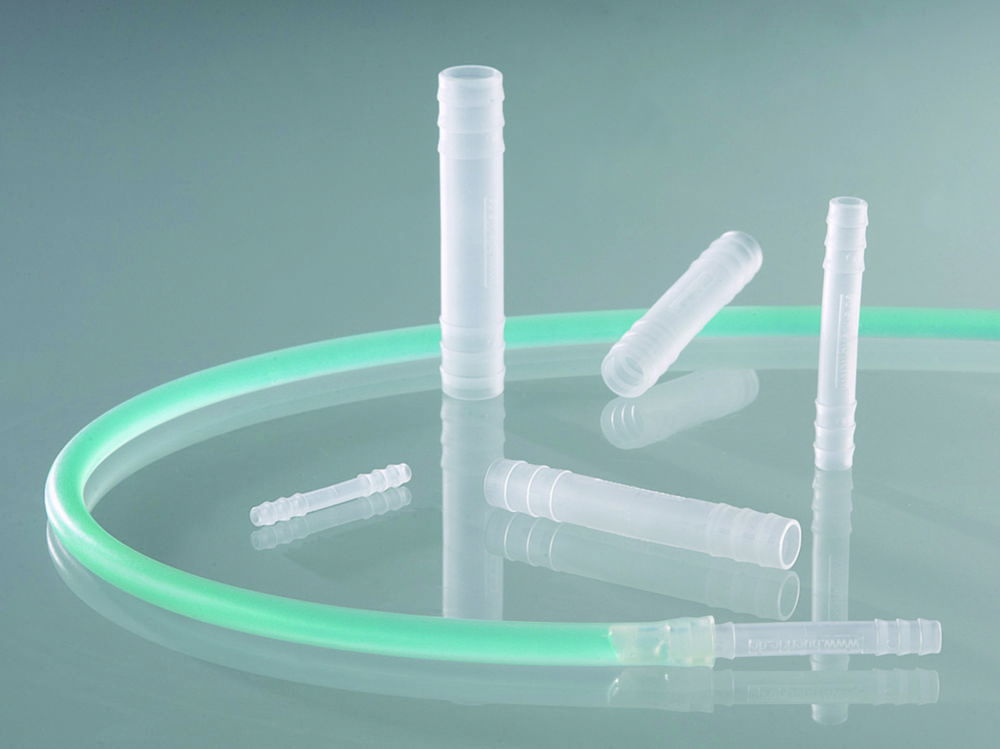 Tubing connectors, straight, PP, cylindrical nozzles Tubing connectors, straight, PP, cylindrical nozzles